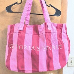 Victoria's Secret Pink Striped Canvas Tote